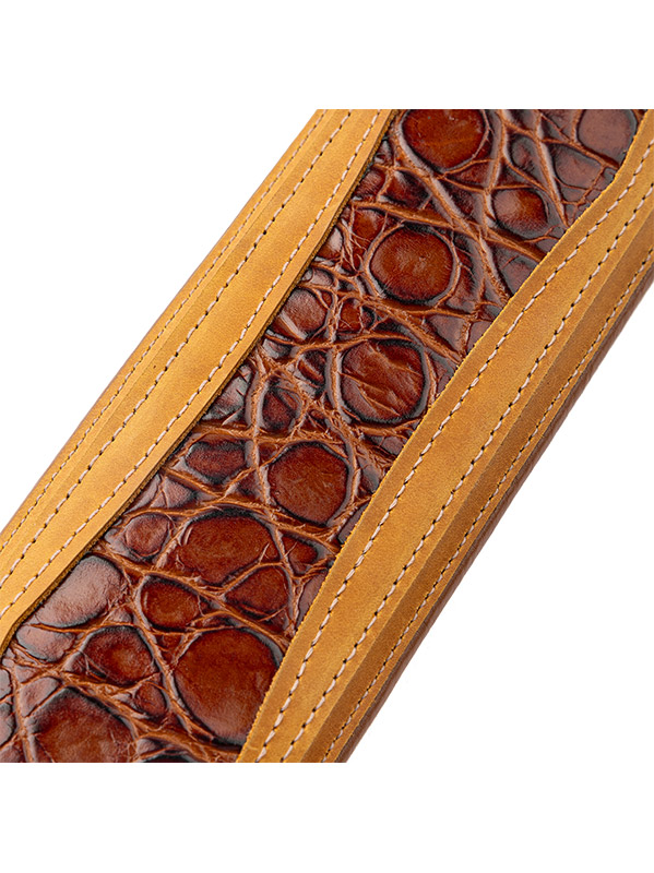 Levy's Apex - Cuir Crazy Horse Rembourre, Motif Croco, 7,6 Cm - Tan - Gitaarriem - Variation 2