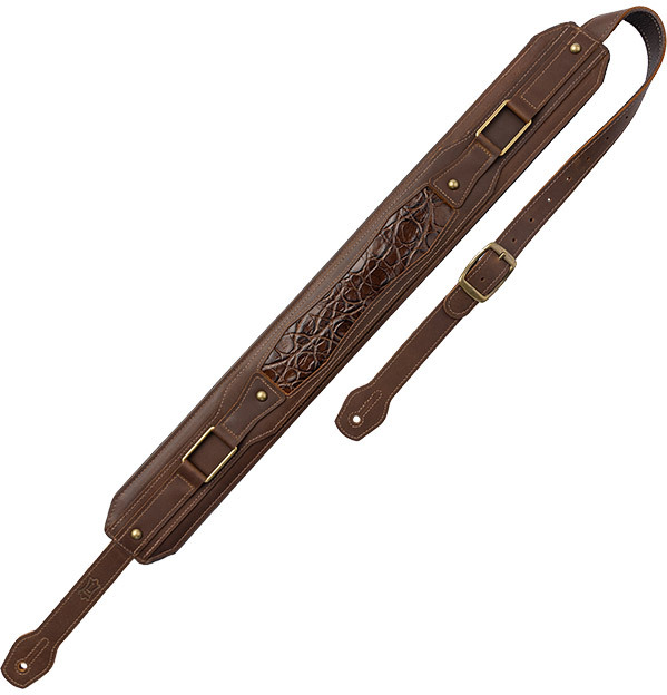 Levy's Apex - Cuir Crazy Horse Rembourre, Motif Croco, 7,6 Cm - Brown - Gitaarriem - Main picture