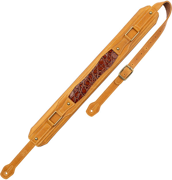 Levy's Apex - Cuir Crazy Horse Rembourre, Motif Croco, 7,6 Cm - Tan - Gitaarriem - Main picture