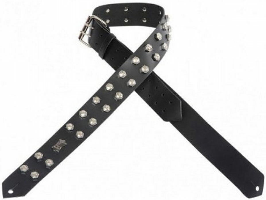 Levy's Pm28-2n Garment Leather Guitar Strap 2inc Cuir Ecrous Black - Gitaarriem - Main picture