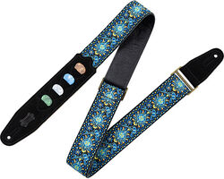 5 cm jacquard guitar strap with 4 pick holder - Design 04