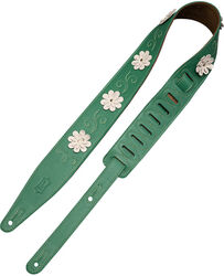 In Bloom - 6,35 cm premium leather with hand-riveted flowers - Green