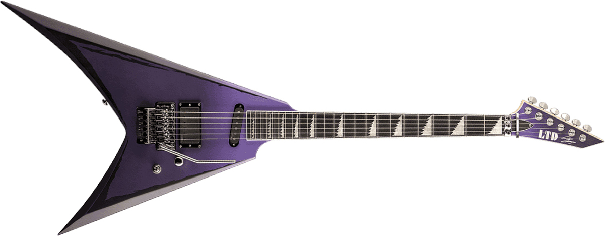 Ltd Alexi Laiho Ripped Signature Hs Fr Eb - Purple Fade Satin W/ Pinstripes - Metalen elektrische gitaar - Main picture