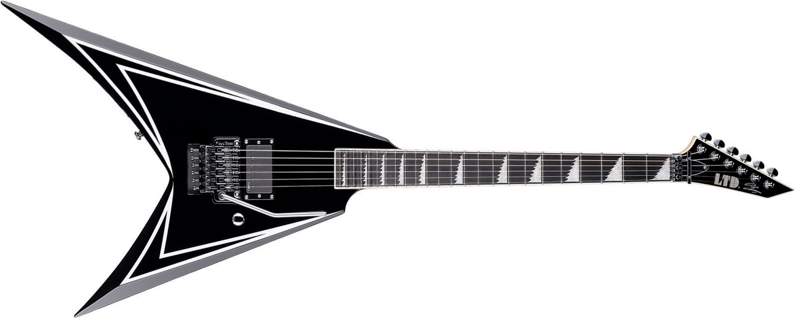 Ltd Alexi Laiho Sawtooth Se 20th Ann. Signature 1h Fr Eb - Black With White Bevels - Metal elektrische gitaar - Main picture