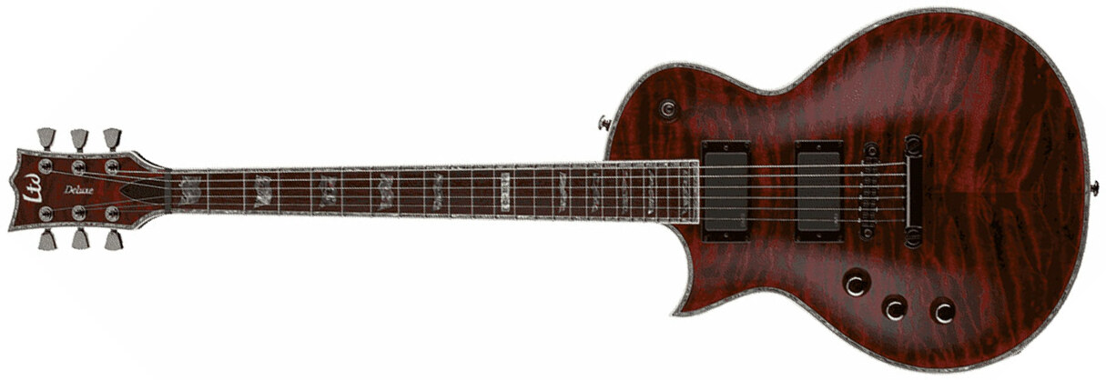 Ltd Ec-1000qm Lh Gaucher Hh Emg Ht Rw - See Thru Black Cherry - Linkshandige elektrische gitaar - Main picture