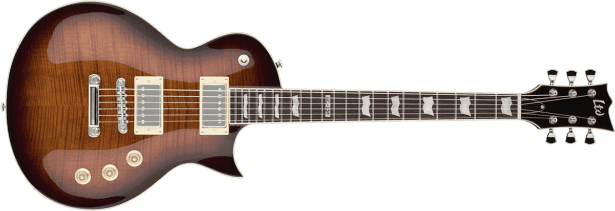 Ltd Ec-256fm Hh Ht Jat - Dark Brown Sunburst - Enkel gesneden elektrische gitaar - Main picture