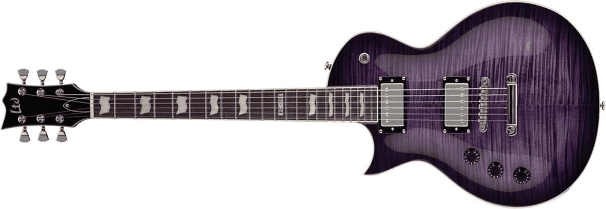 Ltd Ec-256fm Lh Gaucher Hh Ht Jat - See Thru Purple Sunburst - Enkel gesneden elektrische gitaar - Main picture
