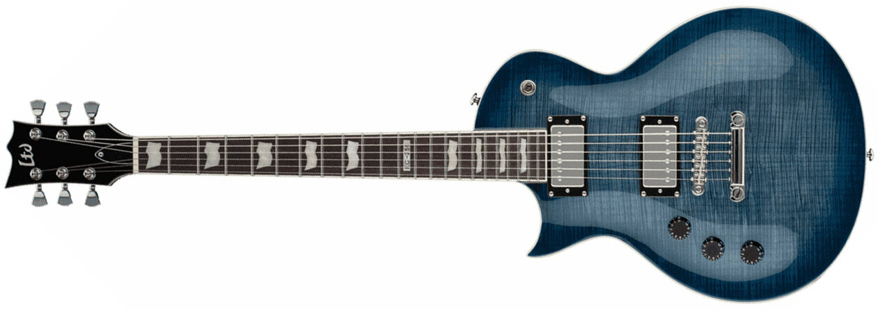 Ltd Ec-256fm Lh Gaucher Hh Ht Jat - Cobalt Blue - Linkshandige elektrische gitaar - Main picture