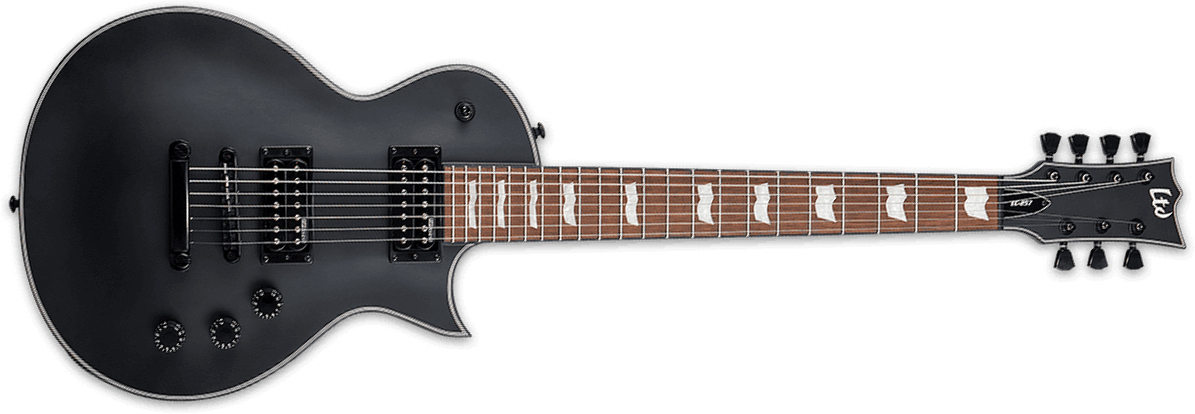 Ltd Ec-257 7c Hh Ht Jat - Black Satin - 7-snarige elektrische gitaar - Main picture