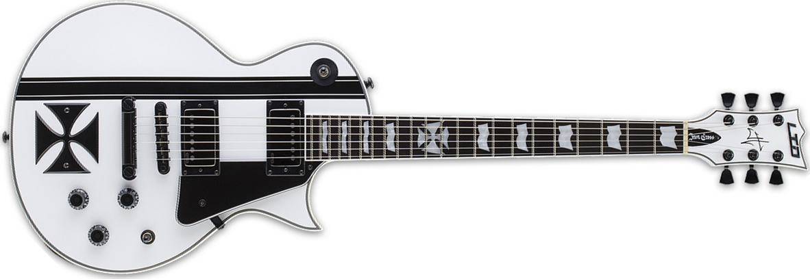 Ltd James Hetfield Iron Cross - Snow White W/ Black Stripes - Enkel gesneden elektrische gitaar - Main picture