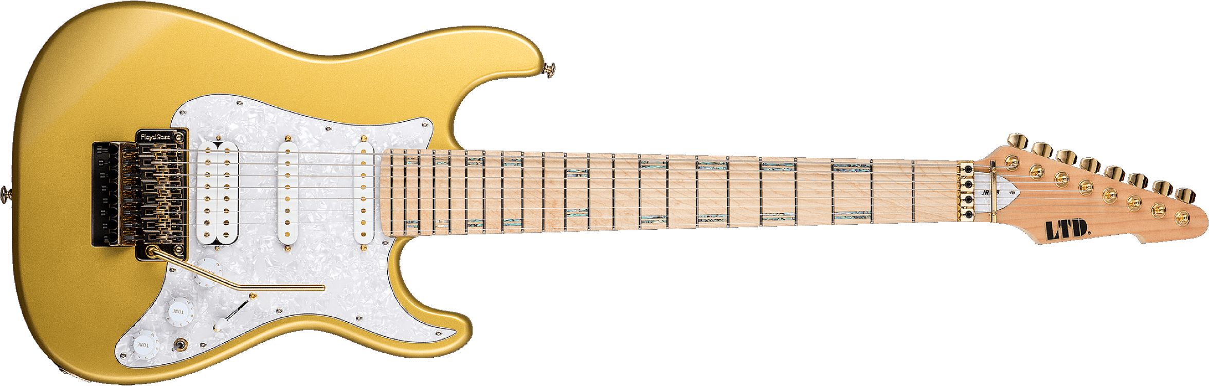 Ltd Jrv8 8-cordes Hss Trem Mn - Metallic Gold - 7-snarige elektrische gitaar - Main picture