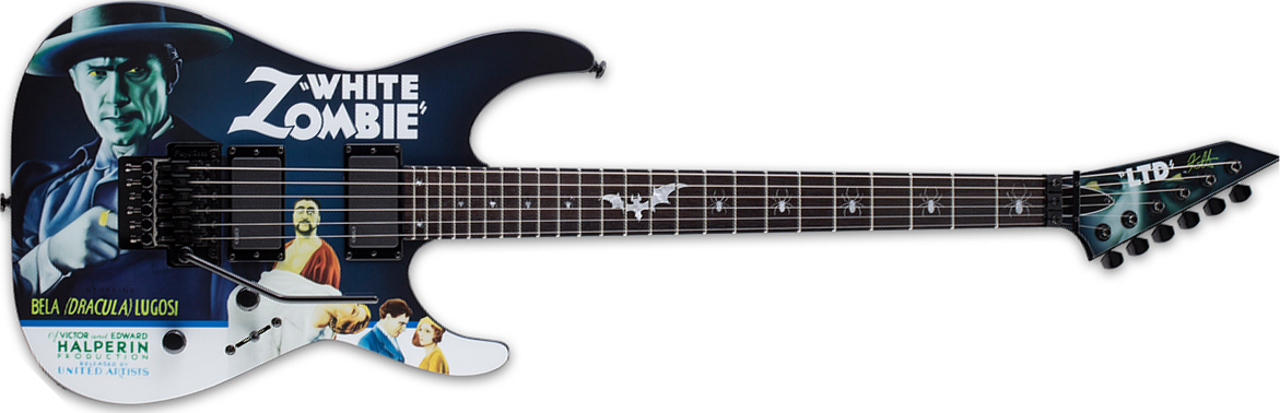 Ltd Kirk Hammett Kh Wz - Black With White Zombie Graphic - Elektrische gitaar in Str-vorm - Main picture