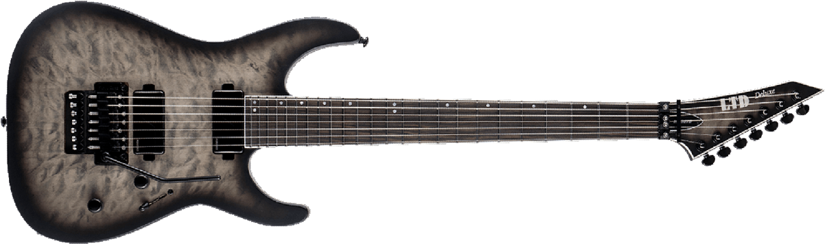 Ltd M-1007 7-cordes Floyd Rose Fishman Hh Eb - Charcoal Black - Metalen elektrische gitaar - Main picture