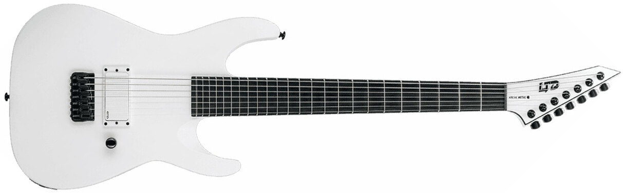 Ltd M-7ht Baritone Arctic Metal 7c H Emg Ht Eb - Snow White Satin - 7-snarige elektrische gitaar - Main picture