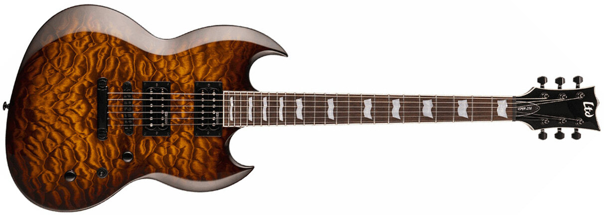 Ltd Viper-256 Hh Ht Jat - Dark Brown Sunburst - Guitarra eléctrica de doble corte. - Main picture