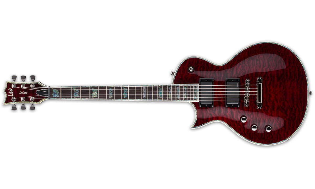 Ltd Ec-1000qm Lh Gaucher Hh Emg Ht Rw - See Thru Black Cherry - Linkshandige elektrische gitaar - Variation 1