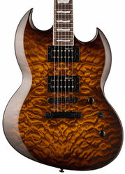 Guitarra eléctrica de doble corte. Ltd Viper-256 - Dark brown sunburst
