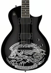 Enkel gesneden elektrische gitaar Ltd Will Adler WA-Warbird - Black w/ warbird graphic