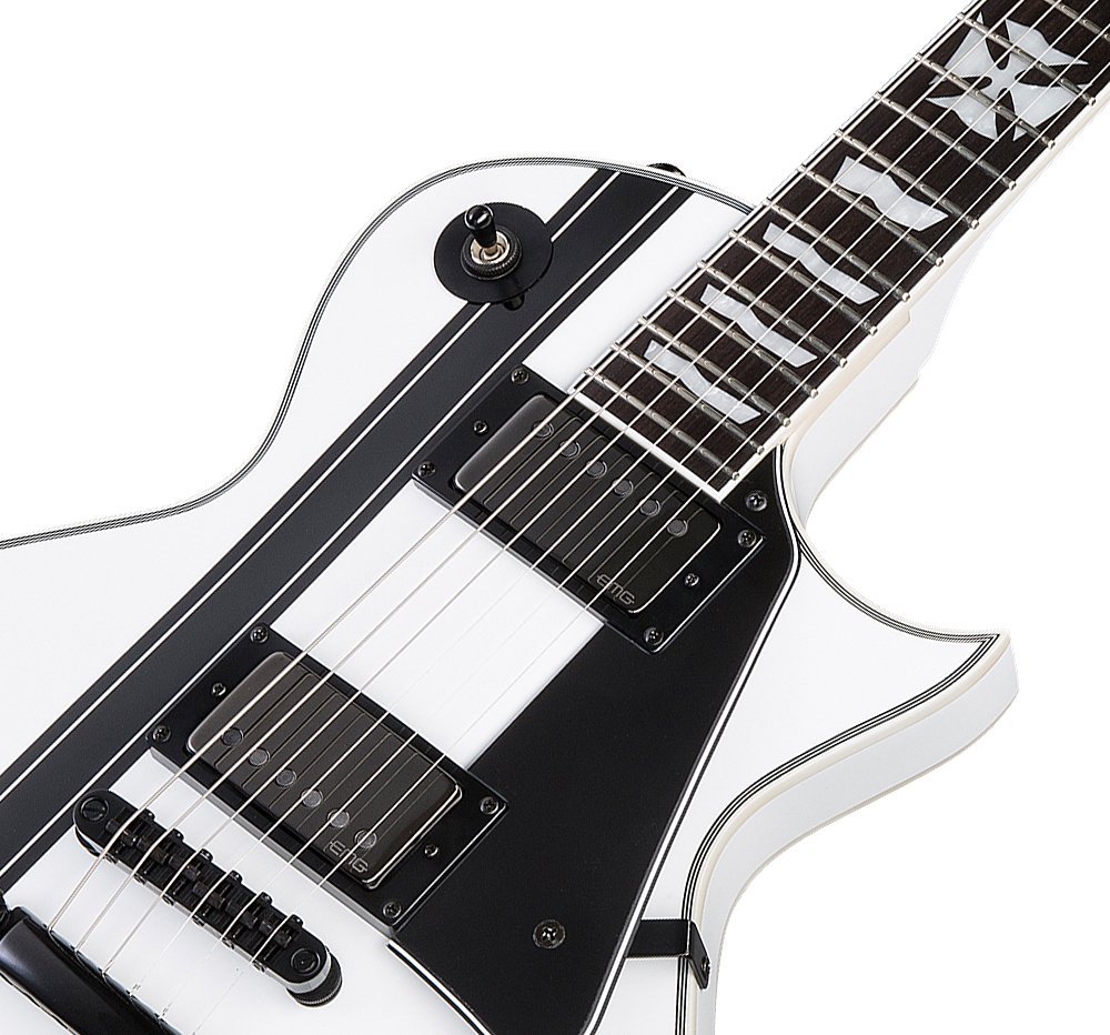 Ltd James Hetfield Iron Cross - Snow White W/ Black Stripes - Enkel gesneden elektrische gitaar - Variation 3