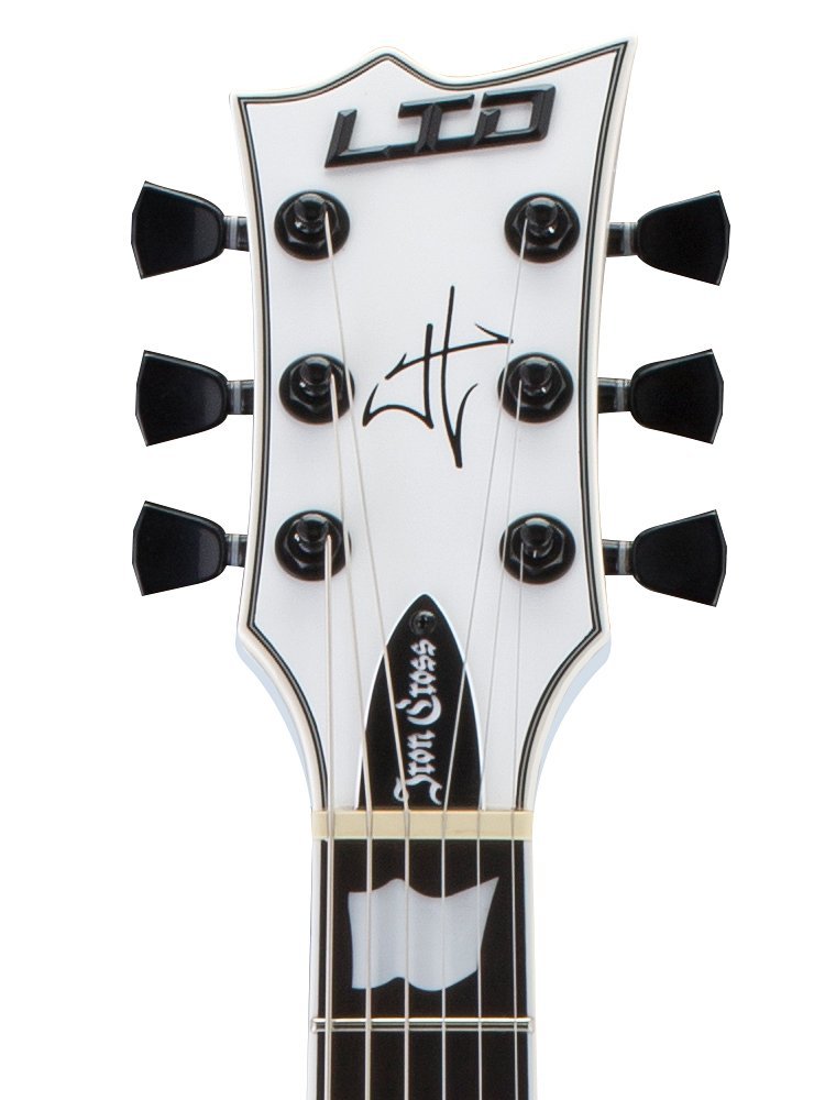 Ltd James Hetfield Iron Cross - Snow White W/ Black Stripes - Enkel gesneden elektrische gitaar - Variation 4
