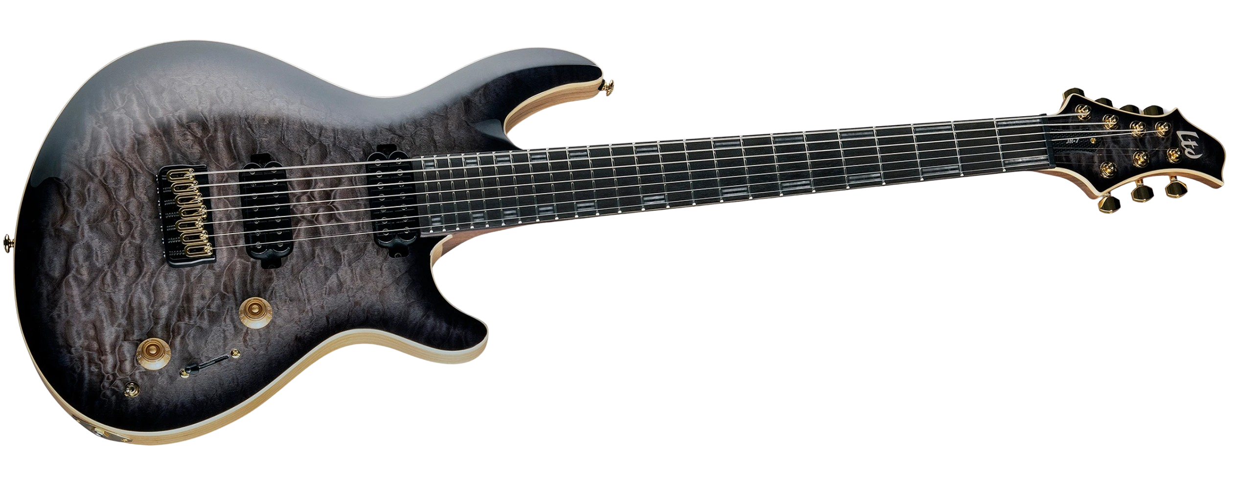 Ltd Javier Reyes Jr7 Signature 7c Baryton 2h Fishman Fluence Ht Eb - Faded Blue Sunburst - Bariton elektrische gitaar - Variation 1