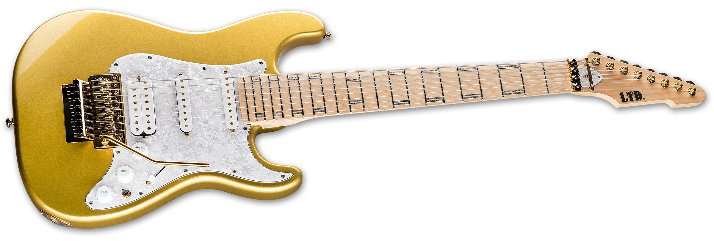 Ltd Jrv8 8-cordes Hss Trem Mn - Metallic Gold - 7-snarige elektrische gitaar - Variation 2