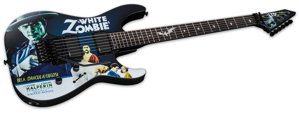 Ltd Kirk Hammett Kh Wz - Black With White Zombie Graphic - Elektrische gitaar in Str-vorm - Variation 2