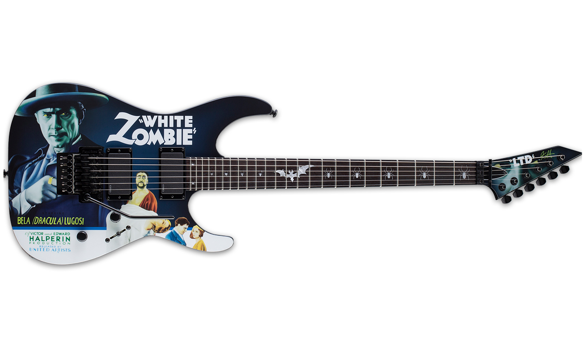 Ltd Kirk Hammett Kh Wz - Black With White Zombie Graphic - Elektrische gitaar in Str-vorm - Variation 1