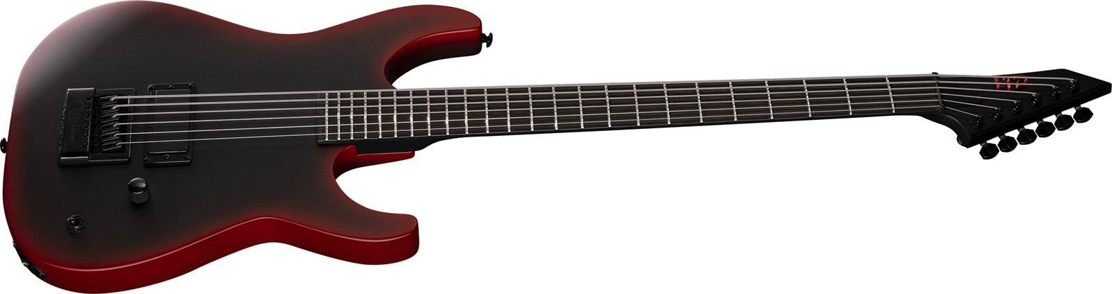 Ltd M-6 Evertune Baritone Black Metal Series Ht 1h Eb - Black Red Burst Satin - Elektrische gitaar in Strat vorm - Variation 2