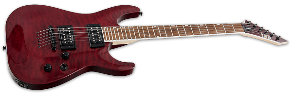 Solid body elektrische gitaar Ltd MH-200QM NT - see thru black cherry