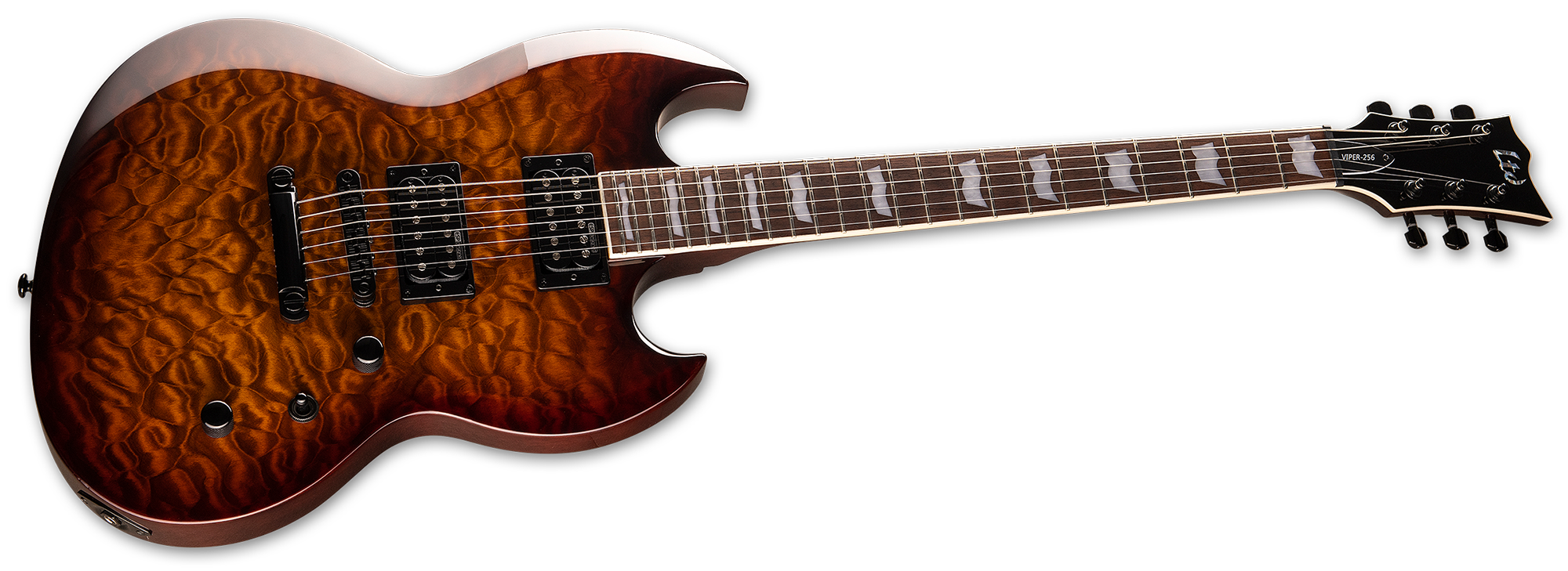 Ltd Viper-256 Hh Ht Jat - Dark Brown Sunburst - Guitarra eléctrica de doble corte. - Variation 1