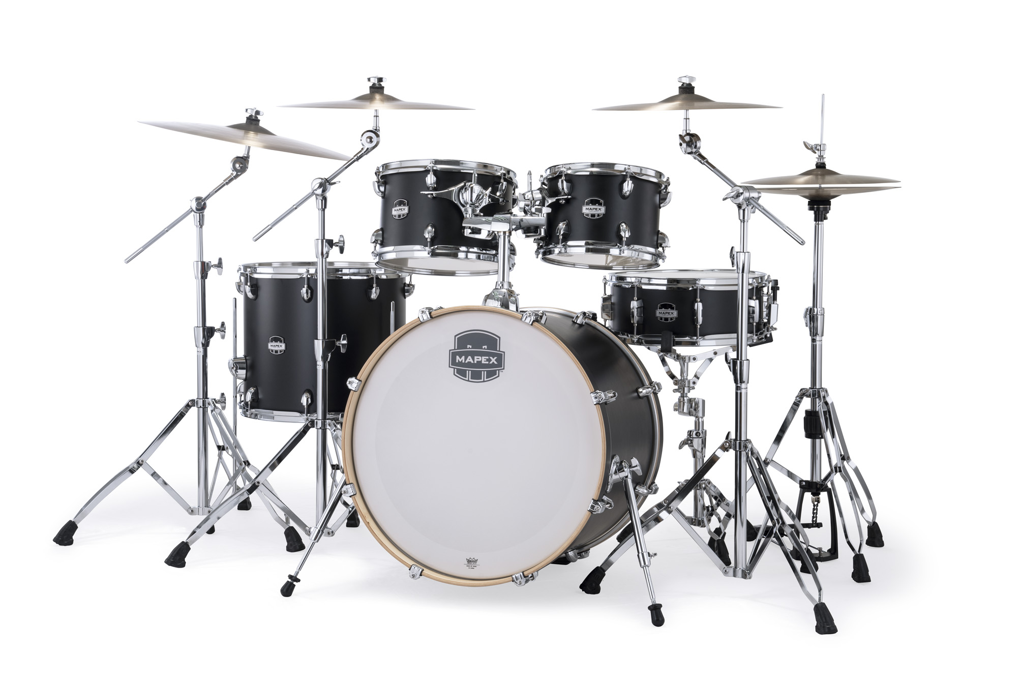 Mapex Mars Maple 22'' / 5f - 5 FÛts - Matte Black - Rock drumstel - Variation 1