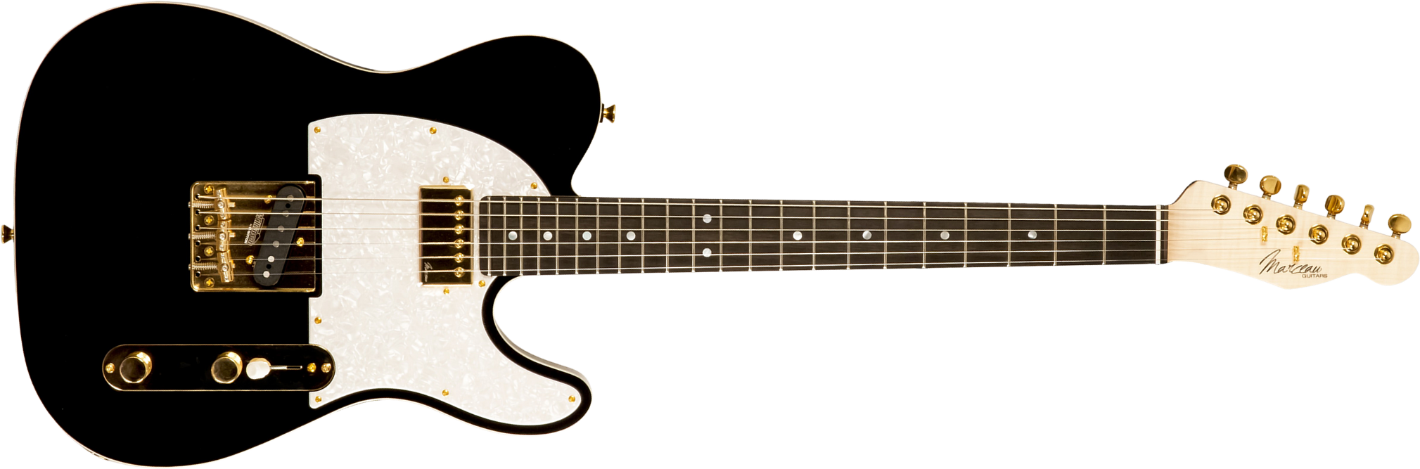 Marceau Guitars Elegante Custom Traditional Sh Ht Mn #t316024 - Black - Televorm elektrische gitaar - Main picture