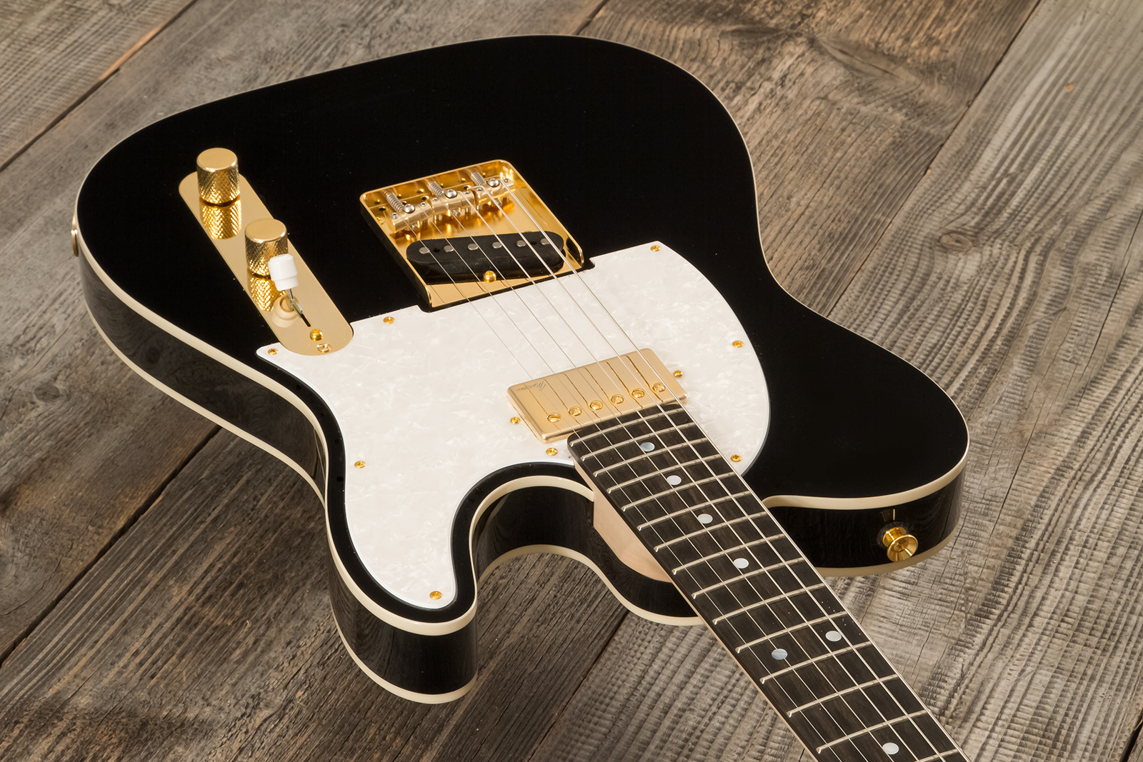 Marceau Guitars Elegante Custom Traditional Sh Ht Mn #t316024 - Black - Televorm elektrische gitaar - Variation 2