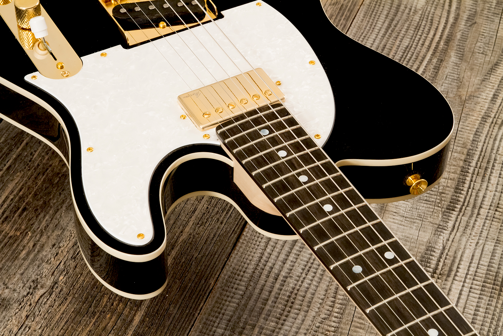 Marceau Guitars Elegante Custom Traditional Sh Ht Mn #t316024 - Black - Televorm elektrische gitaar - Variation 4