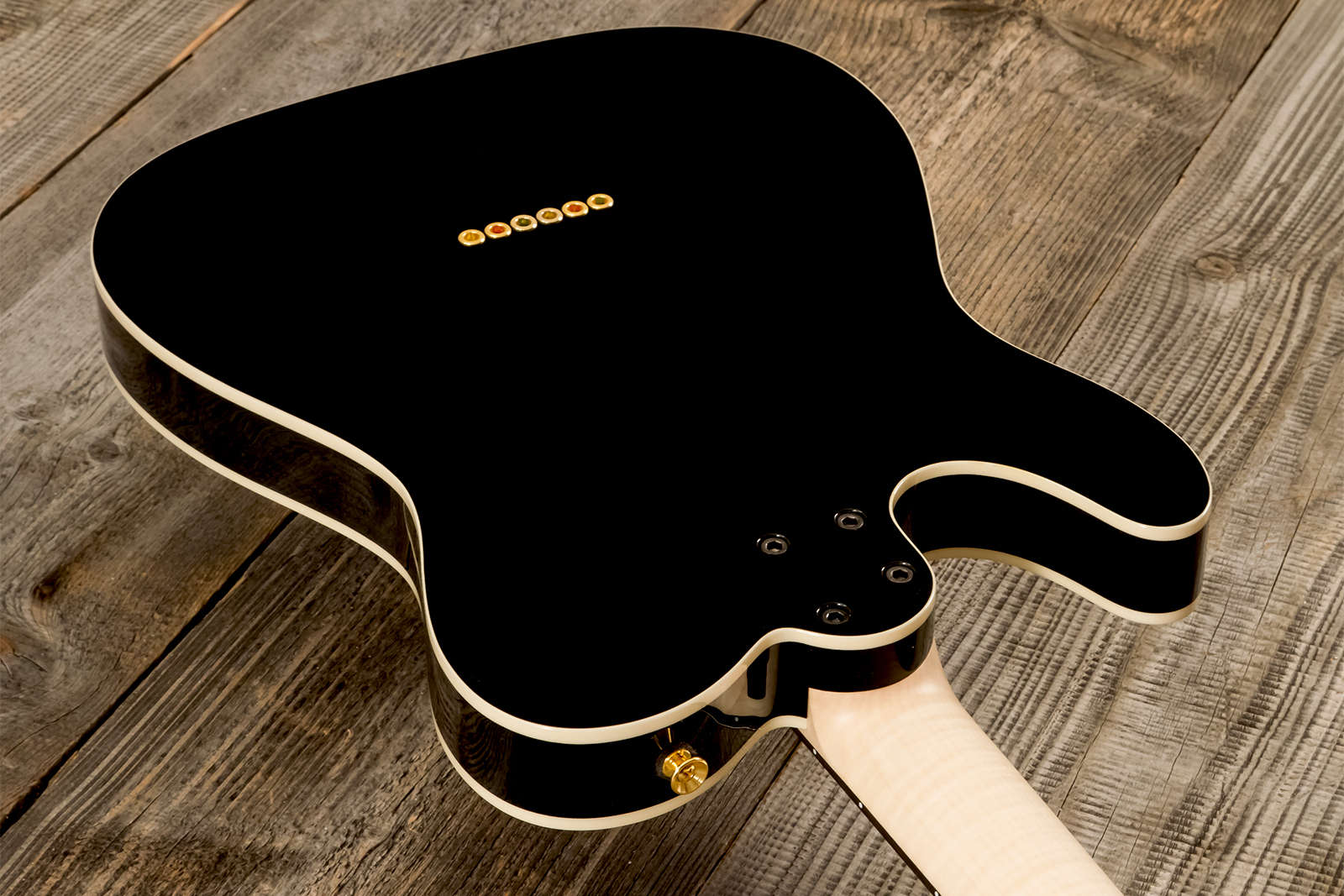 Marceau Guitars Elegante Custom Traditional Sh Ht Mn #t316024 - Black - Televorm elektrische gitaar - Variation 6