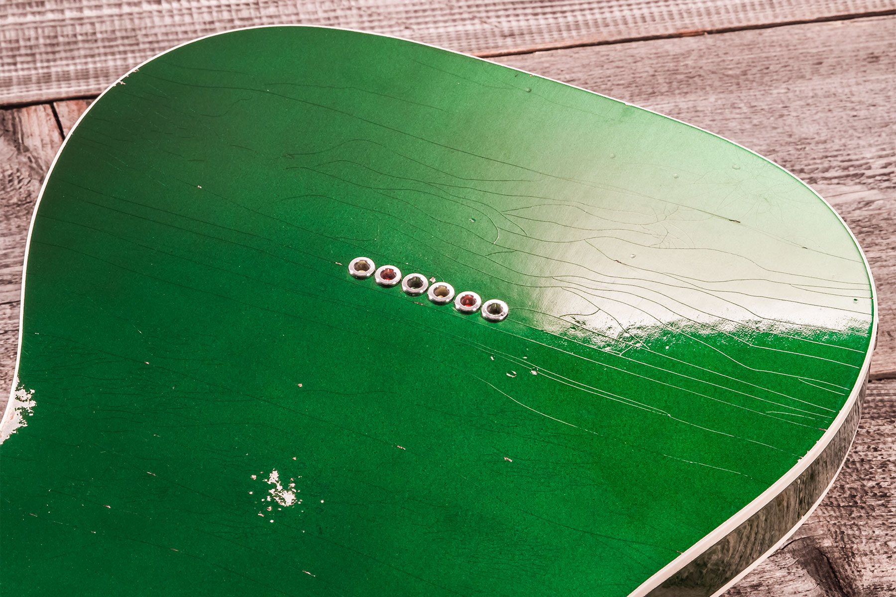 Marceau Guitars Elegante Traditional 2s Ht Pf #t316124 - Heavy Relic Candy Green - Televorm elektrische gitaar - Variation 8
