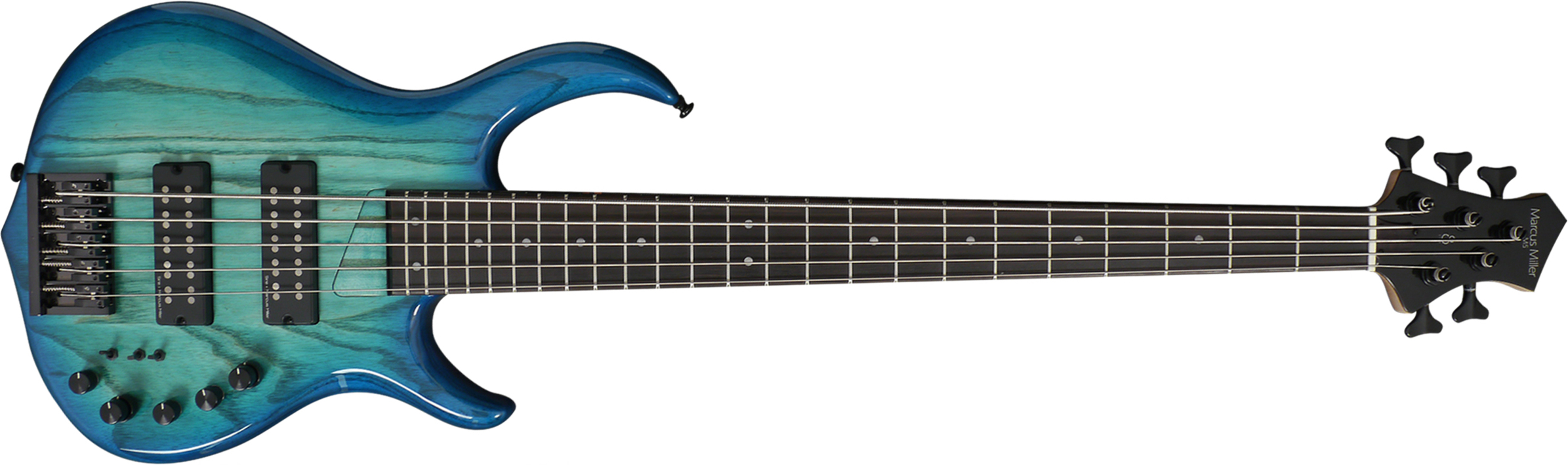 Marcus Miller M5 Swamp Ash 5st 5-cordes Active Eb - Transparent Blue - Solid body elektrische bas - Main picture