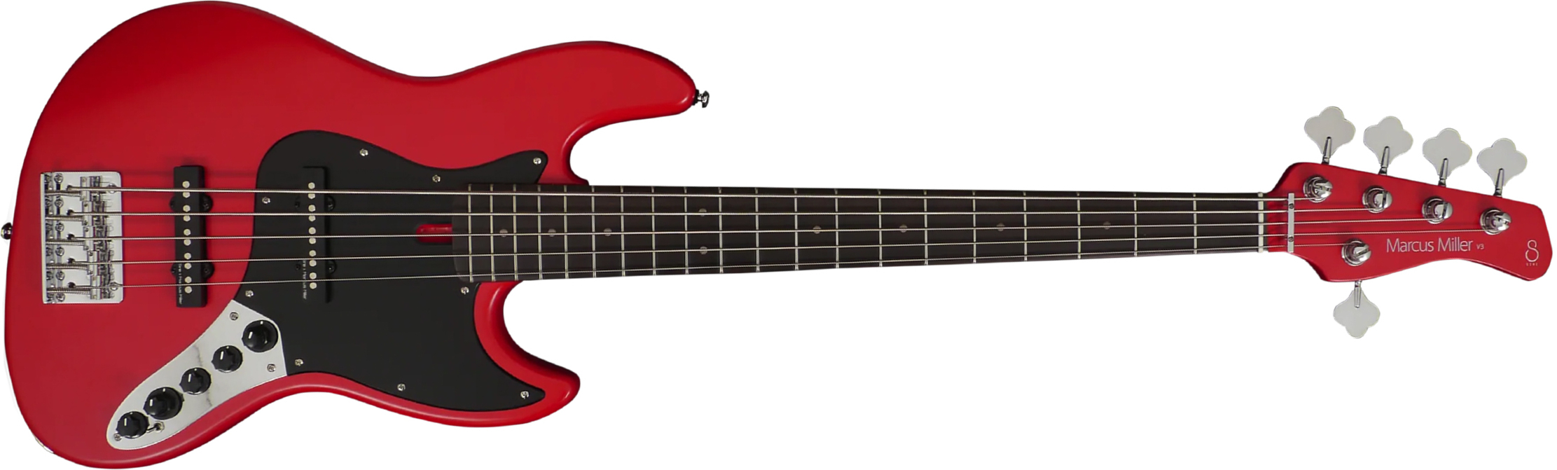 Marcus Miller V3 5st 2nd Generation 5c Active Rw Sans Housse - Red Satin - Solid body elektrische bas - Main picture