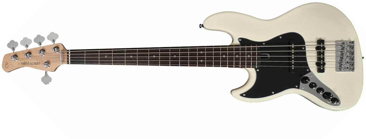 Marcus Miller V3 5st Awh Gaucher Lh Active Rw - Antique White - Solid body elektrische bas - Main picture