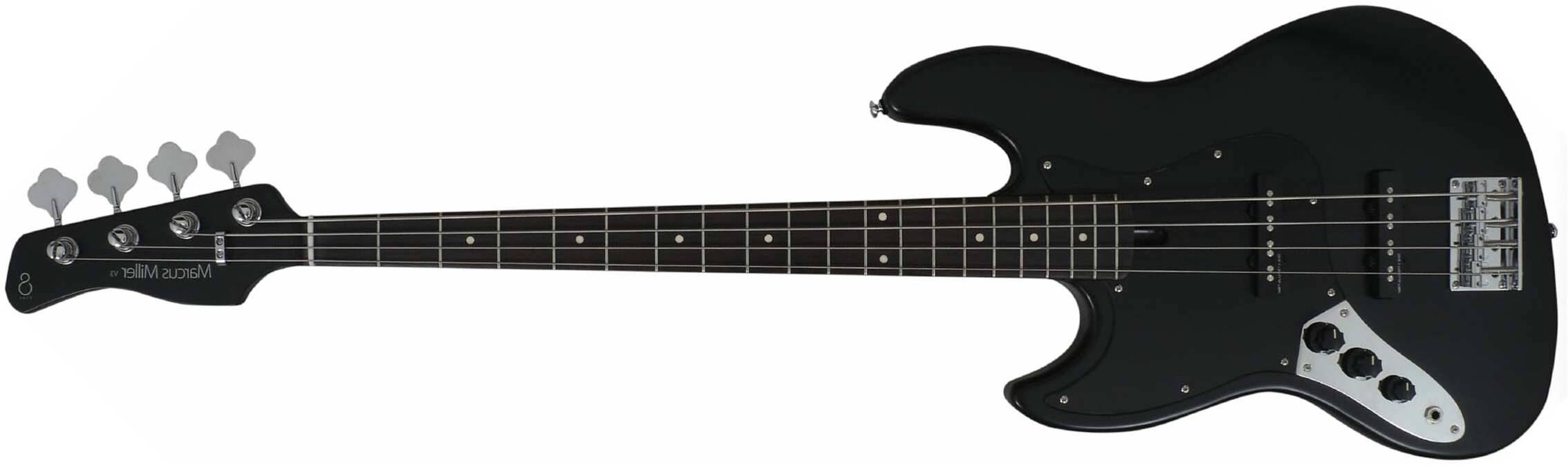 Marcus Miller V3p 4st Lh Gaucher Rw - Black Satin - Solid body elektrische bas - Main picture