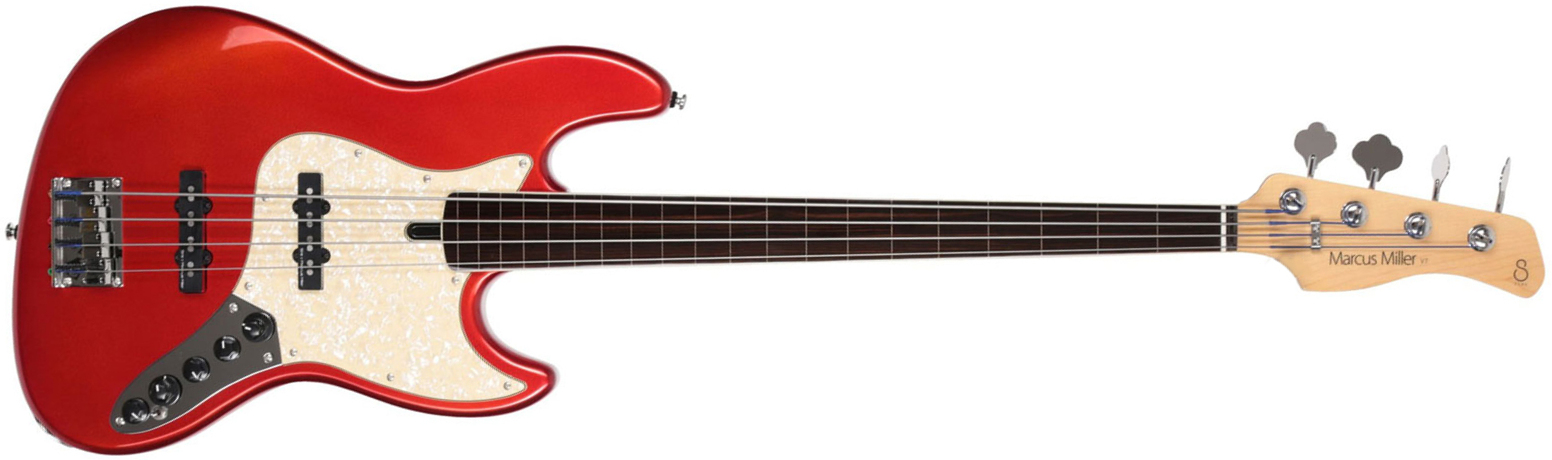 Marcus Miller V7 Alder 4st 2nd Generation Fretless  Eb Sans Housse - Bright Red Metallic - Solid body elektrische bas - Main picture