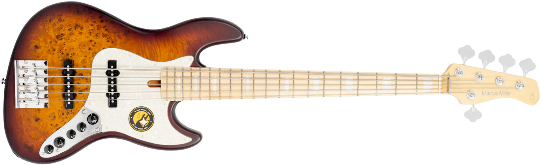 Marcus Miller V7 Ash Reissue 5st 5c Mn Sans Housse - Tobacco Sunburst Satin - Solid body elektrische bas - Main picture