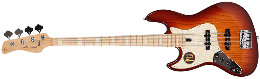 Marcus Miller V7 Swamp Ash 4st 2nd Generation 4-cordes Gaucher Mn Sans Housse - Tobacco Sunburst - Solid body elektrische bas - Main picture