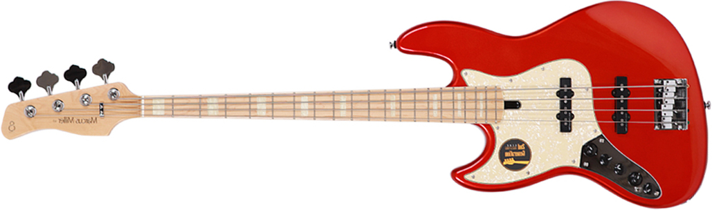 Marcus Miller V7 Swamp Ash 4st 2nd Generation 4-cordes Gaucher Mn Sans Housse - Bright Metallic Red - Solid body elektrische bas - Main picture