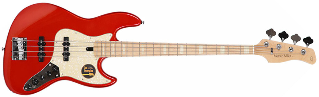 Marcus Miller V7 Swamp Ash 4st 2nd Generation Mn Sans Housse - Bright Metallic Red - Solid body elektrische bas - Main picture