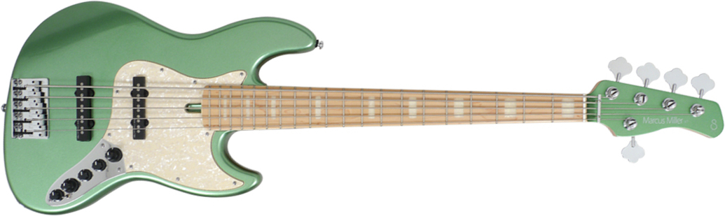Marcus Miller V7 Swamp Ash 5st 2nd Generation 5-cordes Mn Sans Housse - Sherwood Green - Solid body elektrische bas - Main picture