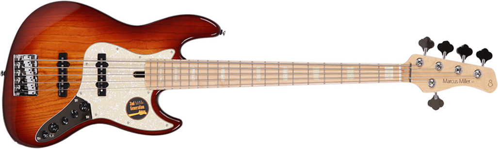 Marcus Miller V7 Swamp Ash 5st 2nd Generation 5-cordes Mn Sans Housse - Tobacco Sunburst - Solid body elektrische bas - Main picture