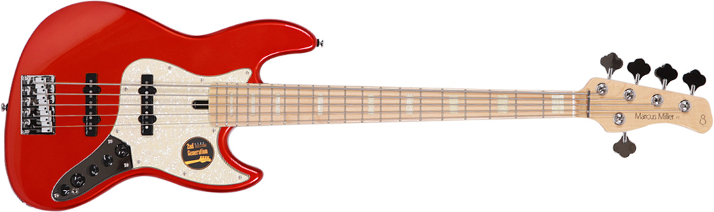 Marcus Miller V7 Swamp Ash 5st 2nd Generation 5-cordes Mn Sans Housse - Bright Metallic Red - Solid body elektrische bas - Main picture