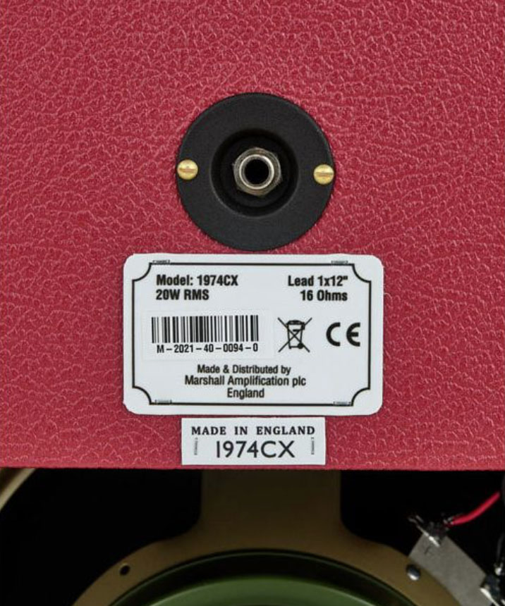 Marshall 1974cx Handwired Vintage Reissue Cab 1x12 20w 16-ohms Maroon/cream Levant - Elektrische gitaar speakerkast - Variation 3